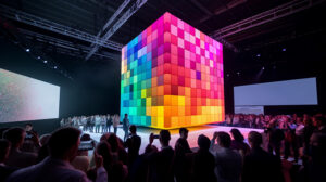 Cube multimédia sur scène